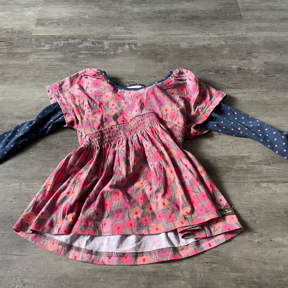Long sleeve blue floral, pink shirt, Matilda, Jane size 4